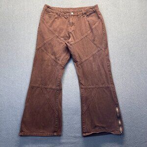 Manfinity Brown Jeans Men's Straight Leg Jeans Pockets,Zipper Hip Hop,Y2K